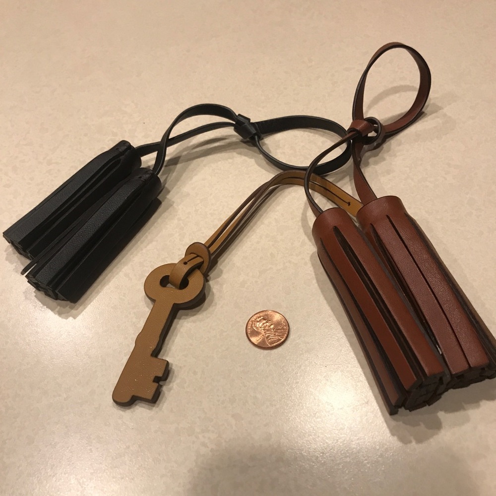 Set Of Two Oversized Leather Tassels And Key